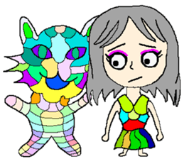 A girl 's color painting (no text) sticker #8256935