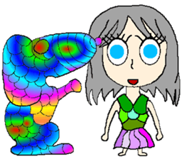 A girl 's color painting (no text) sticker #8256941