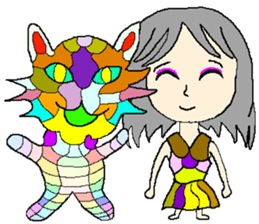 A girl 's color painting (no text) sticker #8256942