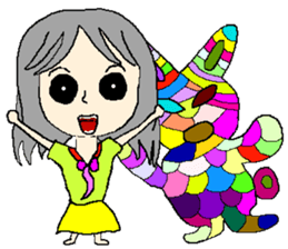 A girl 's color painting (no text) sticker #8256946