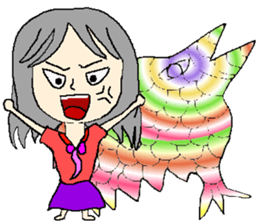 A girl 's color painting (no text) sticker #8256948