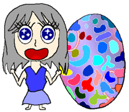 A girl 's color painting (no text) sticker #8256951