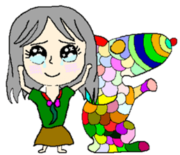 A girl 's color painting (no text) sticker #8256952