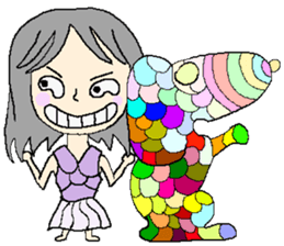 A girl 's color painting (no text) sticker #8256953