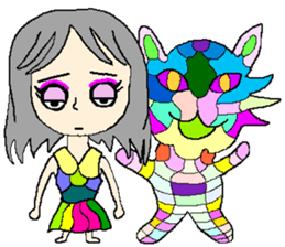 A girl 's color painting (no text) sticker #8256960