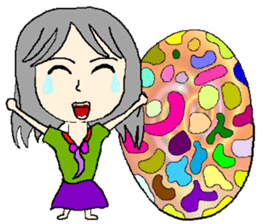 A girl 's color painting (no text) sticker #8256962