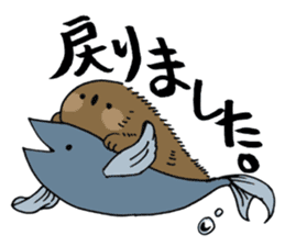 Sea otters & Fish sticker #8266562