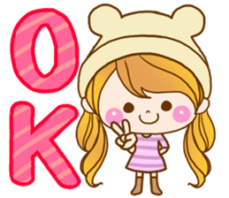 The pretty healing girl with bear hat. sticker #8273500