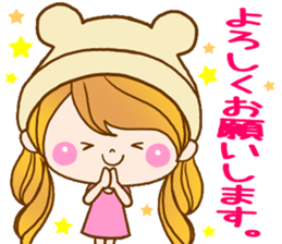 The pretty healing girl with bear hat. sticker #8273505