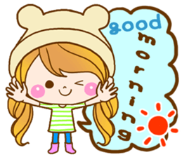 The pretty healing girl with bear hat. sticker #8273510