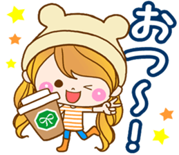 The pretty healing girl with bear hat. sticker #8273516