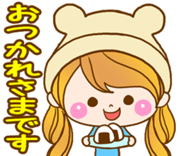 The pretty healing girl with bear hat. sticker #8273517