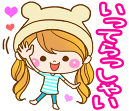 The pretty healing girl with bear hat. sticker #8273536