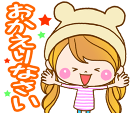 The pretty healing girl with bear hat. sticker #8273537