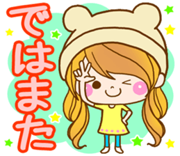 The pretty healing girl with bear hat. sticker #8273539