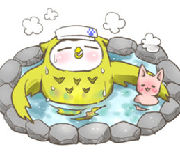Owl and  little kitten sticker #8274076