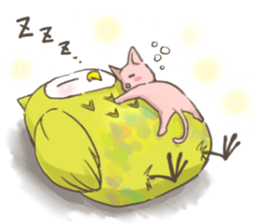 Owl and  little kitten sticker #8274077
