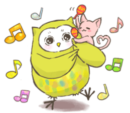 Owl and  little kitten sticker #8274081