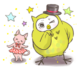 Owl and  little kitten sticker #8274082
