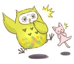 Owl and  little kitten sticker #8274084