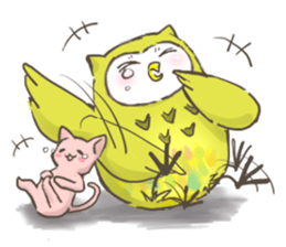 Owl and  little kitten sticker #8274085