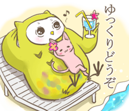 Owl and  little kitten sticker #8274086