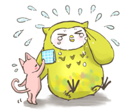 Owl and  little kitten sticker #8274091