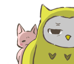 Owl and  little kitten sticker #8274092