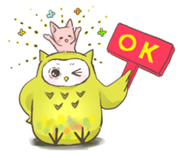 Owl and  little kitten sticker #8274093