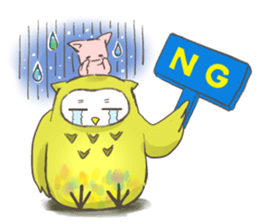 Owl and  little kitten sticker #8274094