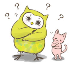Owl and  little kitten sticker #8274096