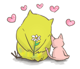 Owl and  little kitten sticker #8274099