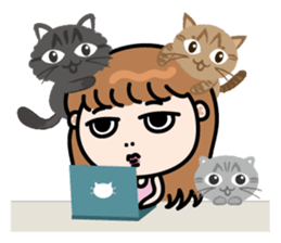Miss AB Chiao & 3 cats. sticker #8285047