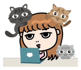 Miss AB Chiao & 3 cats. sticker #8285047