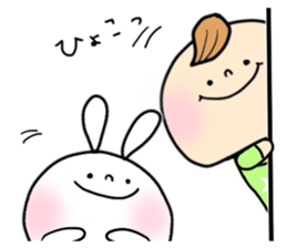 baby and rabbit sticker #8291649