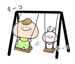 baby and rabbit sticker #8291651