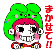 Colorful girl with happy friends sticker #8301175