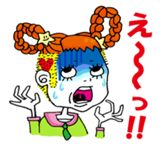 Colorful girl with happy friends sticker #8301178