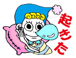 Colorful girl with happy friends sticker #8301187