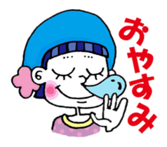 Colorful girl with happy friends sticker #8301191