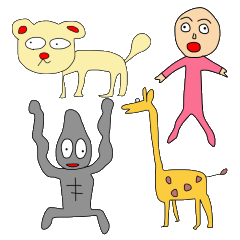 Animals and a little man