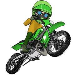 Lime green of the off-road motorcycle!