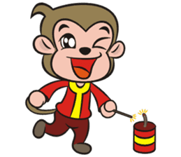 Lucky God came-Little monkey to New Year sticker #8307389