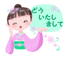 kimono girl greeting sticker #8336398