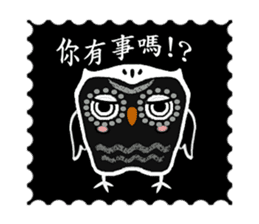 Funny black and white owls 1 sticker #8386469