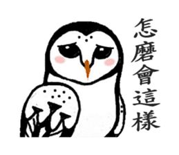 Funny black and white owls 1 sticker #8386481