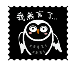 Funny black and white owls 1 sticker #8386493