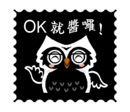 Funny black and white owls 1 sticker #8386503