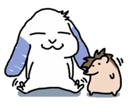 A rabbit sits square sticker #8409968