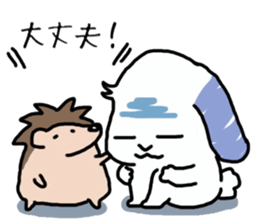 A rabbit sits square sticker #8409980